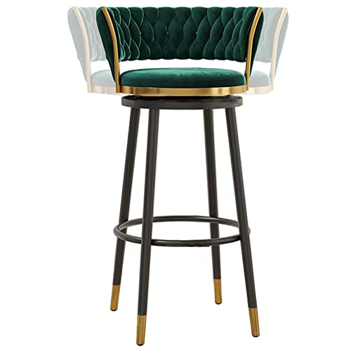 RiouPsithuric Moderne Barhocker aus Samt mit 360°-Drehsitz – Stilvolle Stühle in Thekenhöhe für Küche, Esszimmer und Zuhause, Grün (1 Stück, 75 cm) von RiouPsithuric