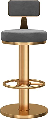 RiouPsithuric Moderne Barhocker aus Samt mit goldenen Metallbeinen – höhenverstellbare Esszimmer-Barstühle, Stabiler Rahmen und Fußstütze für die Küche, Elegantes Polsterdesign von RiouPsithuric