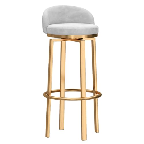 RiouPsithuric Moderne drehbare Barhocker, 2er-Set, Stühle mit hoher Rückenlehne und Thekenhöhe mit goldenen Metallbeinen, stilvolles weißes Design für Küche und Zuhause (65 cm) von RiouPsithuric