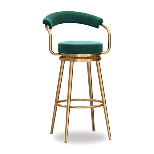 RiouPsithuric Moderne drehbare Barhocker, gepolsterte Stühle in Thekenhöhe mit hohler Rückenlehne, 1er-Set, Sitzgelegenheiten für Kücheninseln im Landhausstil, 65 cm grüne Hocker von RiouPsithuric