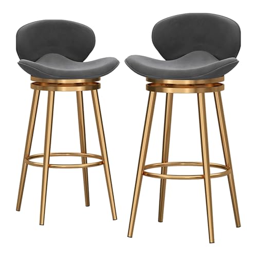 RiouPsithuric Moderne drehbare Barhocker im 2er-Set – Bequeme Esszimmerstühle in Thekenhöhe mit Rückenlehne für Küche und Zuhause, 75 cm Sitzhöhe, stilvolles graues Design für Restaurants von RiouPsithuric