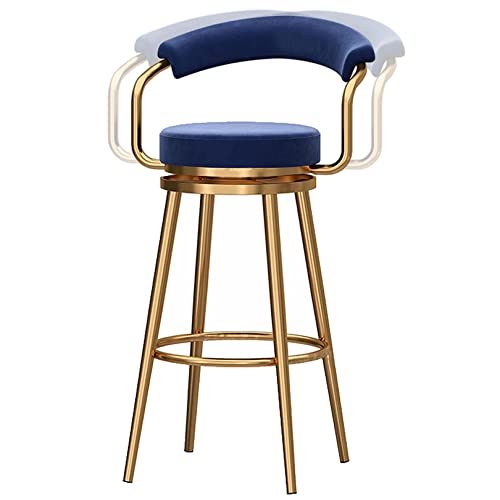 RiouPsithuric Moderne drehbare Barhocker mit samtgepolsterter Sitzfläche und Rückenlehne, hohe Thekenstühle für Kücheninsel, Pub, Esszimmer, 76,2 cm Höhe (blau, 75 cm) – stilvoll und bequem von RiouPsithuric