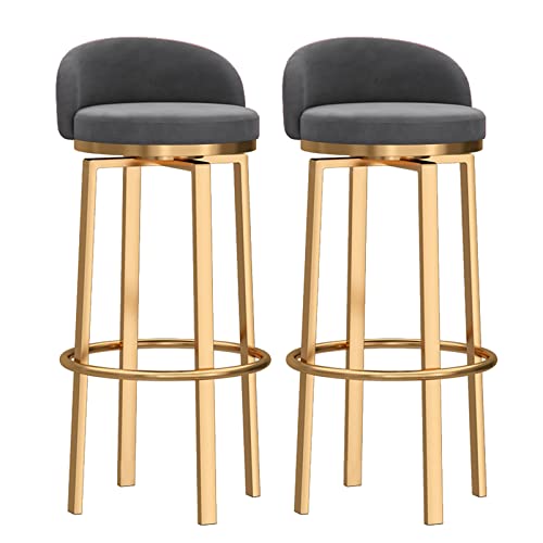 RiouPsithuric Moderne graue drehbare Barhocker, 2er-Set, 29,5 Zoll hohe Esszimmerstühle mit Rückenlehne, goldene Metallbeine für Kücheninsel, stilvolle hohe Sitzgelegenheiten für zu Hause RiouPsithuric Moderne graue drehbare Barhocker, 2er-Set, 29,5 Zoll hohe Esszimmerstühle mit Rückenlehne, goldene Metallbeine für Kücheninsel, stilvolle hohe Sitzgelegenheiten für zu Hause von RiouPsithuric