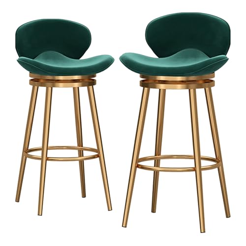 RiouPsithuric Moderne grüne Barhocker in Thekenhöhe, 2er-Set, Bequeme drehbare Esszimmerstühle mit Rückenlehne für Küche und Zuhause, 75 cm Sitzhöhe, ideal für Restaurants und Bars von RiouPsithuric