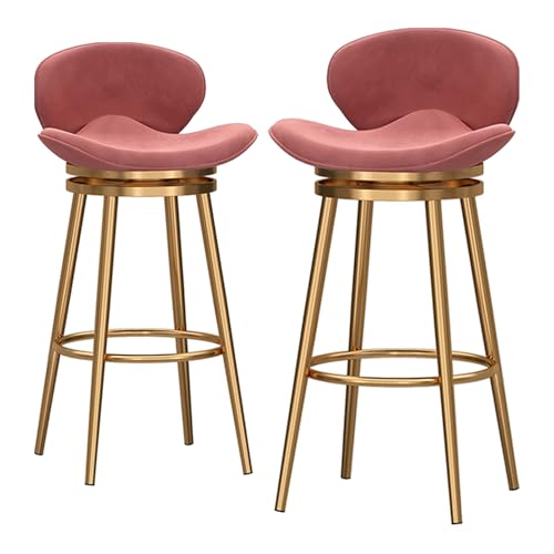 RiouPsithuric Moderne rosa Barhocker in Thekenhöhe, 2er-Set, drehbare Esszimmerstühle mit Rückenlehne, Bequeme Sitzgelegenheiten für Küche und Restaurant, 65 cm Sitzhöhe, stilvolle Wohnmöbel von RiouPsithuric