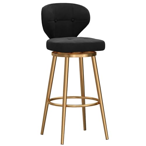 RiouPsithuric Moderner, drehbarer Barhocker in Thekenhöhe, Samtpolsterung mit goldenen Beinen, stilvolle Sitzgelegenheit für die Kücheninsel, 75 cm hoch, ergonomisches Design, Bequeme Rückenlehn von RiouPsithuric