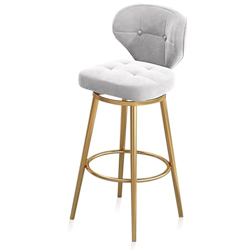 RiouPsithuric Moderner Barhocker aus Samt mit goldenem Fuß, Drehstuhl in Thekenhöhe für Kücheninsel und Esszimmer, stilvolle weiß gepolsterte Sitzfläche, 75 cm Höhe, 1er-Set RiouPsithuric Moderner Barhocker aus Samt mit goldenem Fuß, Drehstuhl in Thekenhöhe für Kücheninsel und Esszimmer, stilvolle weiß gepolsterte Sitzfläche, 75 cm Höhe, 1er-Set von RiouPsithuric