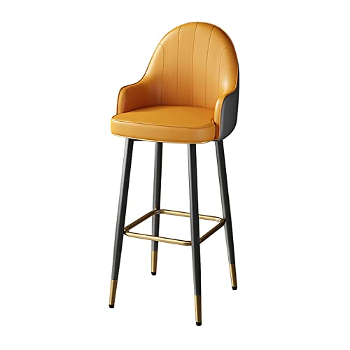 RiouPsithuric Moderner Barhocker in Industrie- und Thekenhöhe mit Rückenlehne und Armlehnen, Küchenstuhl aus Kunstleder mit dickem Kissen, stilvolles Esszimmer für Zuhause – Grau/Orange, 1 Stück RiouPsithuric Moderner Barhocker in Industrie- und Thekenhöhe mit Rückenlehne und Armlehnen, Küchenstuhl aus Kunstleder mit dickem Kissen, stilvolles Esszimmer für Zuhause – Grau/Orange, 1 Stück von RiouPsithuric