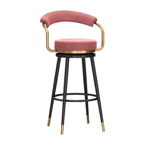 RiouPsithuric Moderner drehbarer Barhocker, 1 Stück, Thekenhöhe mit hohler Rückenlehne und Metallbeinen, stilvoller Küchenstuhl, 75 cm Sitzhöhe, Pink, perfekt für das Insel-Esszimmer von RiouPsithuric