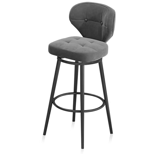 RiouPsithuric Moderner drehbarer Barhocker – Armloser Stuhl in Thekenhöhe mit Rückenlehne und Fußstütze, Metallbeinen, stilvolles graues Design für Kücheninsel, Pub, Restaurant, 75 cm RiouPsithuric Moderner drehbarer Barhocker – Armloser Stuhl in Thekenhöhe mit Rückenlehne und Fußstütze, Metallbeinen, stilvolles graues Design für Kücheninsel, Pub, Restaurant, 75 cm von RiouPsithuric