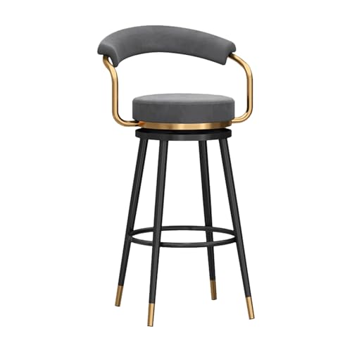 RiouPsithuric Moderner drehbarer Barhocker aus Samt, Thekenhöhe 65 cm, Design mit hohler Rückenlehne, stilvoller Küchenstuhl, Bequeme gepolsterte Sitzgelegenheit, graue Barhocker für Zuhause und RiouPsithuric Moderner drehbarer Barhocker aus Samt, Thekenhöhe 65 cm, Design mit hohler Rückenlehne, stilvoller Küchenstuhl, Bequeme gepolsterte Sitzgelegenheit, graue Barhocker für Zuhause und von RiouPsithuric