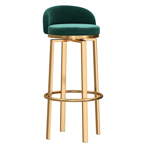 RiouPsithuric Modernes grünes Barhocker-Set mit Drehfunktion – 74,5 cm hoher Esszimmerstuhl mit Thekenhöhe und goldenen Metallbeinen und Rückenlehne für Kücheninseln, stilvolle Wohnmöbel, 1 Stüc von RiouPsithuric