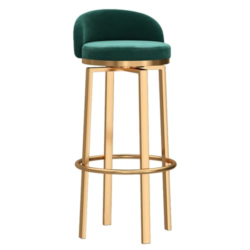 RiouPsithuric Set mit 2 modernen, drehbaren Barhockern aus goldfarbenem Metall mit Rückenlehne – 74,9 cm hohe Esszimmerstühle für Küche, Zuhause, Kneipe, grüne Polsterung RiouPsithuric Set mit 2 modernen, drehbaren Barhockern aus goldfarbenem Metall mit Rückenlehne – 74,9 cm hohe Esszimmerstühle für Küche, Zuhause, Kneipe, grüne Polsterung von RiouPsithuric