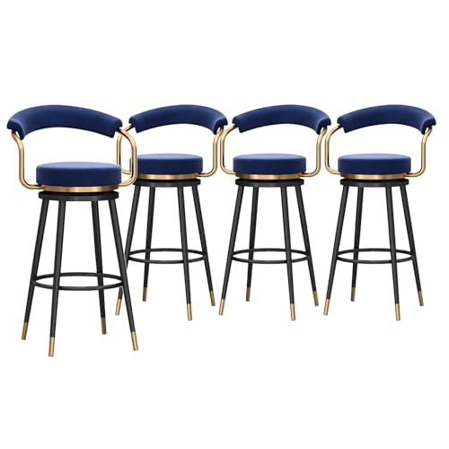 RiouPsithuric Set mit 4 drehbaren Barhockern im Mid-Century-Modern-Stil, 65 cm Thekenhöhe mit hohler Rückenlehne, stilvolle hohe Stühle in Blau für Küche, Esszimmer oder Zuhause RiouPsithuric Set mit 4 drehbaren Barhockern im Mid-Century-Modern-Stil, 65 cm Thekenhöhe mit hohler Rückenlehne, stilvolle hohe Stühle in Blau für Küche, Esszimmer oder Zuhause von RiouPsithuric