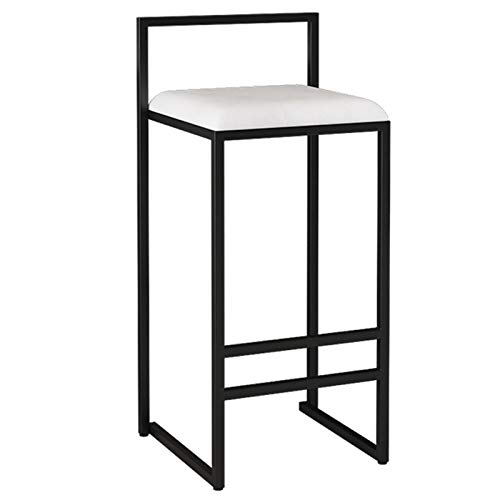 RiouPsithuric Stilvoller Barhocker mit Samtpolsterung, Rückenlehne und Fußstütze, 75 cm hoher Stuhl mit Metallrahmen für Kücheninsel-Esszimmer, weiß, perfekte Moderne Wohndekoration von RiouPsithuric