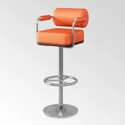 RiouPsithuric Verstellbare, Moderne Barhocker mit Drehfunktion und Rückenlehne, gepolsterte Thekenstühle aus PU-Leder für Küche und Esszimmer – stilvolles Design in Orange von RiouPsithuric