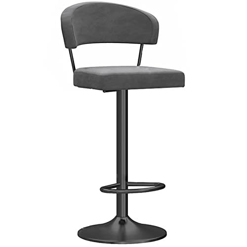 RiouPsithuric Verstellbare, drehbare Barhocker für Kücheninseln, Moderne Stühle in Thekenhöhe aus Samt mit Rückenlehnen, stilvolle Esszimmerstühle (Grau, 60 cm) von RiouPsithuric