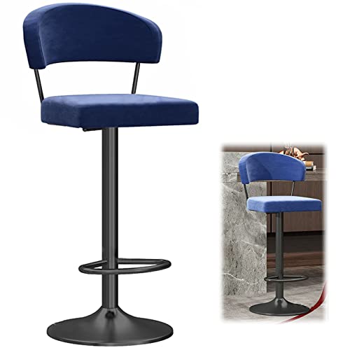 RiouPsithuric Verstellbare, drehbare Barhocker für die Küchentheke, Moderne Esszimmerstühle aus Samt mit Rückenlehne, hoher Hocker mit 59,9 cm Höhe (blau, 1 Stück) von RiouPsithuric