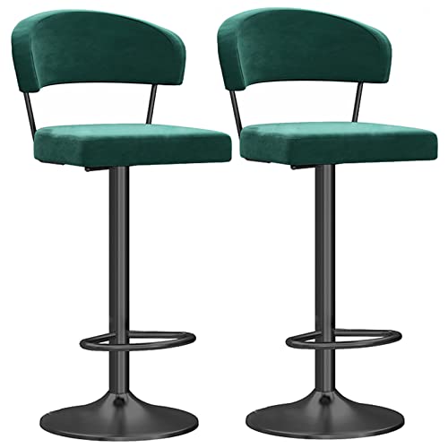 RiouPsithuric Verstellbare, drehbare Barhocker in Thekenhöhe, Moderne Esszimmerstühle aus Samt für Kücheninseln, hoch mit Rückenlehnen, 2er-Set (grün, 60 cm) von RiouPsithuric