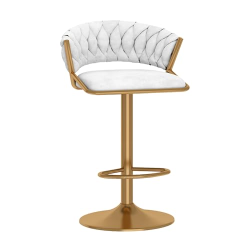 RiouPsithuric Verstellbarer, drehbarer Barhocker aus Samt, 1 Stück – moderner Stuhl in Thekenhöhe für Kücheninsel und Esszimmer, Design mit gewebter Rückenlehne, 65–80 cm, Elegantes weißes Finis RiouPsithuric Verstellbarer, drehbarer Barhocker aus Samt, 1 Stück – moderner Stuhl in Thekenhöhe für Kücheninsel und Esszimmer, Design mit gewebter Rückenlehne, 65–80 cm, Elegantes weißes Finis von RiouPsithuric
