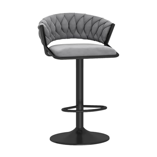 RiouPsithuric Verstellbarer, drehbarer Barhocker aus Samt, moderner Stuhl in Thekenhöhe für Kücheninsel und Esszimmer, Design mit gewebter Rückenlehne, 65–80 cm, stilvolle graue Möbel RiouPsithuric Verstellbarer, drehbarer Barhocker aus Samt, moderner Stuhl in Thekenhöhe für Kücheninsel und Esszimmer, Design mit gewebter Rückenlehne, 65–80 cm, stilvolle graue Möbel von RiouPsithuric