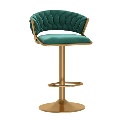 RiouPsithuric Verstellbarer, drehbarer Barhocker aus grünem Samt, moderner Stuhl in Thekenhöhe für Kücheninsel und Esszimmer, Design mit gewebter Rückenlehne, 65–80 cm, stilvolle Wohnmöbel von RiouPsithuric