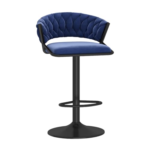 RiouPsithuric Verstellbarer Barhocker aus Samt mit Drehfunktion, moderner Stuhl in Thekenhöhe für Kücheninsel und Esszimmer, 1 Stück mit gewebter Rückenlehne, 65–80 cm, stilvolles blaues Design RiouPsithuric Verstellbarer Barhocker aus Samt mit Drehfunktion, moderner Stuhl in Thekenhöhe für Kücheninsel und Esszimmer, 1 Stück mit gewebter Rückenlehne, 65–80 cm, stilvolles blaues Design von RiouPsithuric