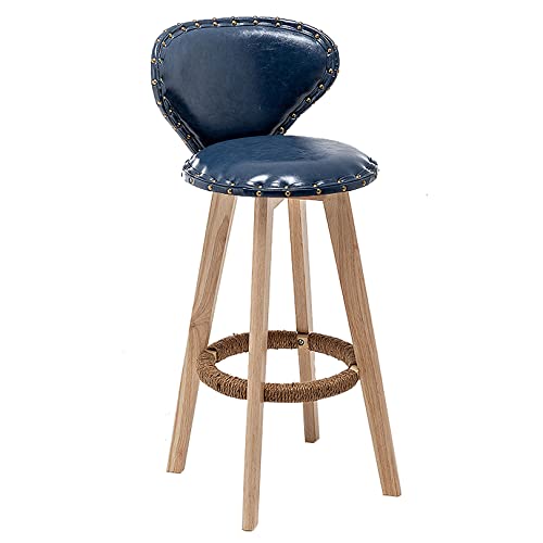 RiouPsithuric Vintage-Barhocker mit 360°-Drehung, Rückenlehne und Fußstütze, hoher Hocker in Thekenhöhe mit PU-Lederpolsterung für Pub, Café, Kücheninsel – B-Blau, 70 cm RiouPsithuric Vintage-Barhocker mit 360°-Drehung, Rückenlehne und Fußstütze, hoher Hocker in Thekenhöhe mit PU-Lederpolsterung für Pub, Café, Kücheninsel – B-Blau, 70 cm von RiouPsithuric