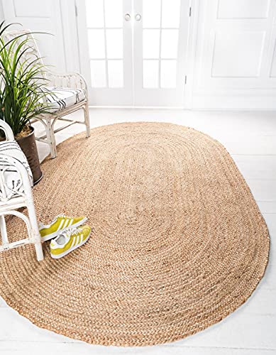 Ripaz Vogue Teppich, natürliche Jute, handgeflochten, ovale Form, für Flur, Wohnzimmer, 60 x 90 cm, Beige von Ripaz Vogue