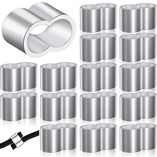 25 Stück Aluminium Crimpschlaufe Vorgeformte Aluminium Presshülsen Pressklemmen Drahtseil Würgeklemmen für Gummiseil Planenseil und 8mm Expanderseil (Doppelhülsen, 0,78 x 0,48 Zoll) von Ripeng