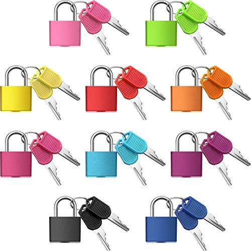 Koffer-Schlösser mit Schlüsseln, Metall-Vorhängeschlösser, Gepäck-Vorhängeschlösser, mehrfarbig, Vorhängeschloss für Schule, Fitnessstudio, 10 Farben von Ripeng