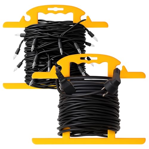 Ripeng 2 x robuste ABS-Verlängerungskabel-Aufbewahrungsrolle, tragbarer Kabel-Organizer, tragbarer Schlauch-Organizer, hält 30 m, H-förmige Spule (gelb) von Ripeng