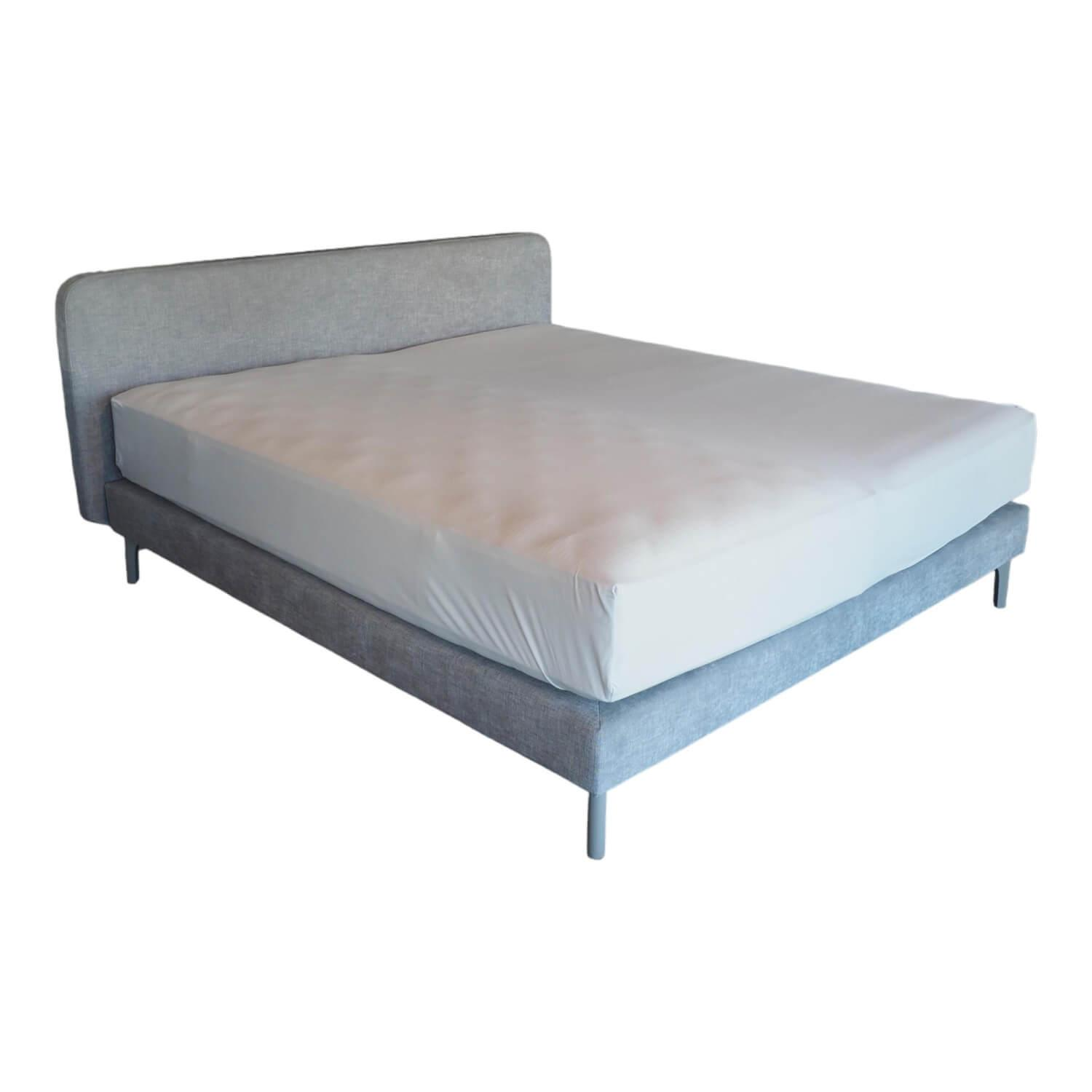 Boxspringbett Slow 19 Stoff Tin 705 Grau Fuß Holz Grau ohne Matratzen von Riposa