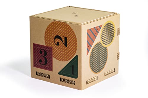 Rippotai Cubo Spielzeugbox mit Shapes-Formen, Aufbewahrungsbox für das Kinderzimmer, mit Buchstaben, abnehmbare Zahlen für Kinder, wird zum Lampenschirm 24 x 24 cm von Rippotai