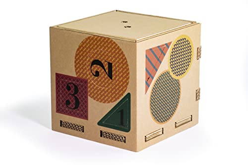 Rippotai Cubo Spielzeugbox mit Shapes-Formen, Aufbewahrungsbox für das Kinderzimmer, mit Buchstaben, abnehmbare Zahlen für Kinder, wird zum Lampenschirm 24 x 24 cm von RIPPOTAI