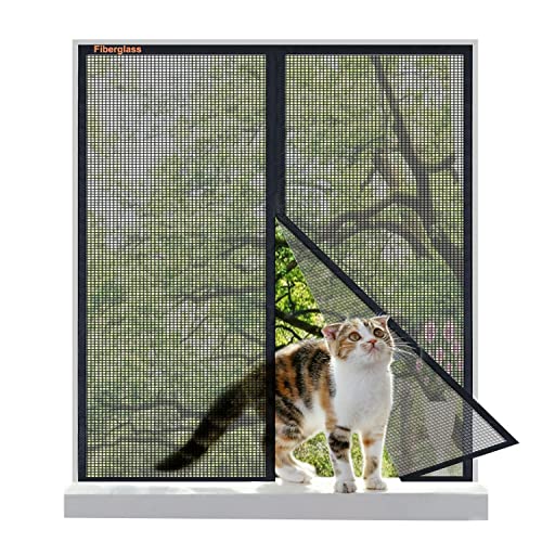 Risareyi Fiberglas Fliegengitter Fenster Magnet 110x125cm, Insektenschutz Fenster Moskitonetz Automatische Schließung, Fliegennetz Magnetisch Fliegengitter Balkontür Ohne Bohren, Schwarz von Risareyi