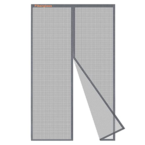 Risareyi Magnet Fliegengitter Balkontür Ohne Bohren 75x200cm, Grau Verstärkt Fiberglas Fliegengitter Tür Magnet Moskitonetz Tür Insektenschutz Balkontür für Haustür Terrassentür von Risareyi