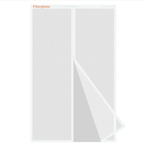 Risareyi Fiberglas Fliegengitter Tür Magnet 125x235cm, Weiß Verstärkt Insektenschutz Balkontür Mückenschutz Sommer, Fliegengitter Balkontür Ohne Bohren mit Klebeband für Haustür Terrassentür von Risareyi