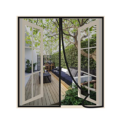 Risareyi Fliegengitter Fenster Magnet 135x155cm, Fliegengitter Balkontür Moskitonetz Fliegennetz Automatische Schließung Polyester Atmungsaktiver Masche, Fliegengitter Tür Fenster Ohne Bohren, Schwarz von Risareyi