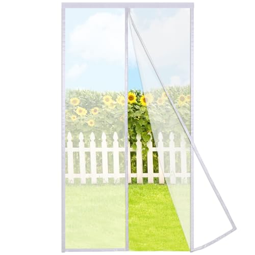 Risareyi Fliegengitter Fenster Magnet 65x130cm, Weiß Moskitonetz Fenster Insektenschutz Fenster Ohne Bohren mit Klettband und Starke Magneten Selbstschließend für Balkon, Verschiedene Größen von Risareyi