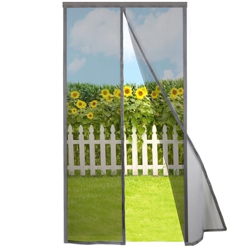 Risareyi Fliegengitter Fenster Magnet 70x135cm, Grau Moskitonetz Fenster Insektenschutz Fenster Ohne Bohren mit Klettband und Starke Magneten Selbstschließend für Balkon, Verschiedene Größen von Risareyi