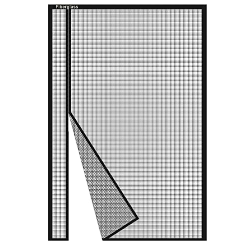 Risareyi Magnet Fliegengitter Tür 100x240cm, Seitliche Öffnung Fliegengitter Ohne Bohren Insektenschutz Balkontür Fliegenvorhang aus Fiberglas Netz Schwarz, mit Klebeband, für Terrassentür, Kellertür von Risareyi