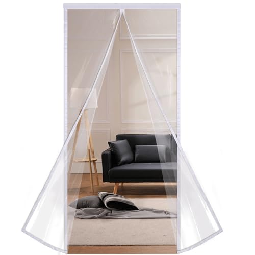 Risareyi Magnet Thermo Türvorhang Wärmeschutzvorhang 130x140cm Transparent EVA Türvorhang Thermo Kälteschutz Isolier-Schutz-Vorhang Universal Winter Sommer für Türen Fenster,Kinderleichte Klebemontage von Risareyi