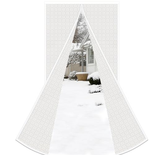 Risareyi Magnet Wärmeschutzvorhang Isolierter Weiß Thermo Türvorhang Kälteschutz Klimaanlage Fliegenvorhang Winddicht für Tür Fenster Balkontür Wohnzimmer Küche Automatisches Schließen, 110x240cm von Risareyi