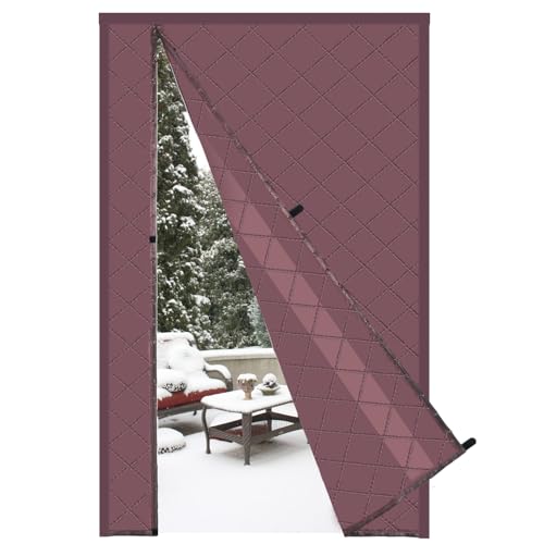 Risareyi Magnet Wärmeschutzvorhang Tür Seitliche Öffnung 100x230cm, Braun Türvorhang Thermo Kälteschutz Winter Wasserdicht Winddicht Schwerem Kälteschutzvorhang für Haustür Balkontür Klimaanlage von Risareyi