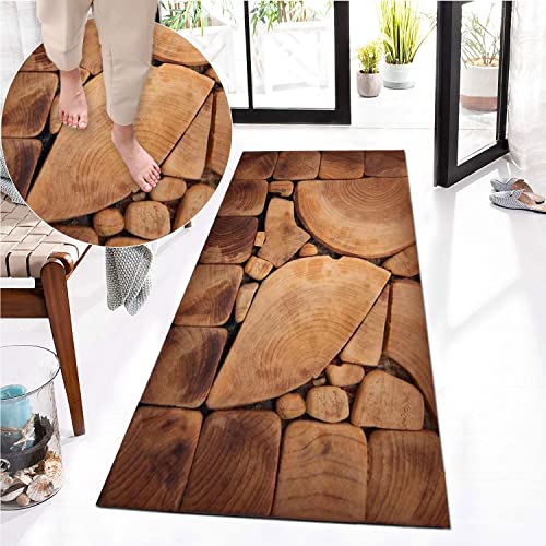 Risareyi Teppich Läufer Teppich Flur Teppich Wohnzimmer Teppich Holzoptik 120x220cm, 3D Läufer Flur Teppiche rutschfest Modern Vintage Küchenläufer für Küche Teppich Waschbar in Waschmaschine, 6 von Risareyi