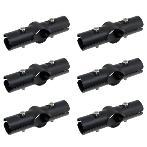 Risbay 180-Grad-Strukturrohrverbinder, Edelstahl, 3-Wege-Kreuzgelenk-Rohrschelle für 2,5 cm Außendurchmesser, 3-Wege-Rohre, Endschienenklemmen mit Schrauben und Muttern, 6 Stück (schwarz) von Risbay