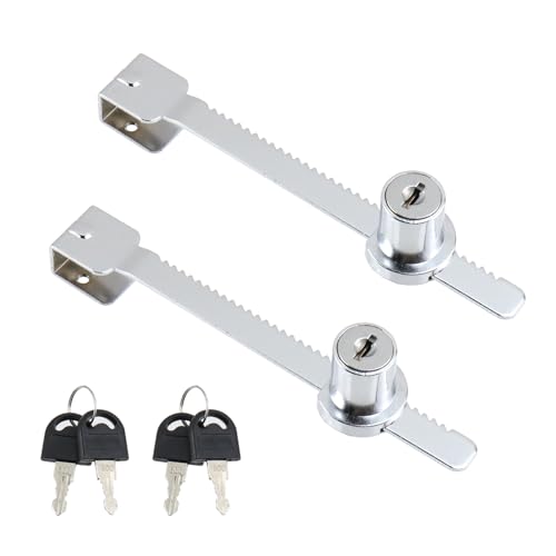 Risbay Schiebetür-Ratschenschloss mit Chrom-Finish, gleichschließend, Vitrinenschloss für Schränke, Einzelhandel und Zuhause, passend für 5–10 mm Glas, 2 Stück (Silber) von Risbay