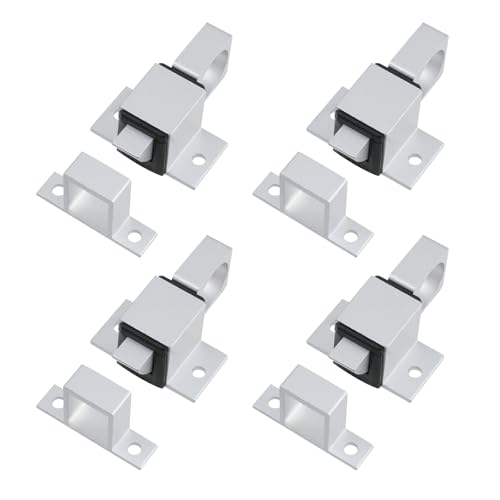 Risbay Selbstschließende Torriegel, Aluminiumlegierung, automatischer Torriegel mit federbelastetem Stift für Fenster, Schränke und Tore, 4 Stück (Silber) von Risbay