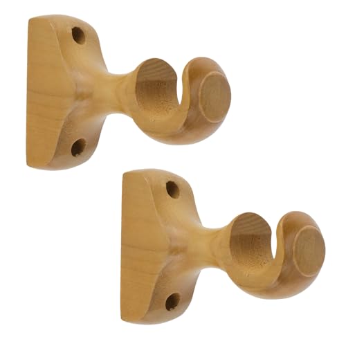Risbay T-Rohr-Vorhangstangenhalterung, Holz-Vorhangstangenhalterung, Rücklauf-Endklammern, Vorhänge, Einzelhalterung, Innendurchmesser: 30 mm, Wandhalterung, 2 Stück (Naturholz) von Risbay